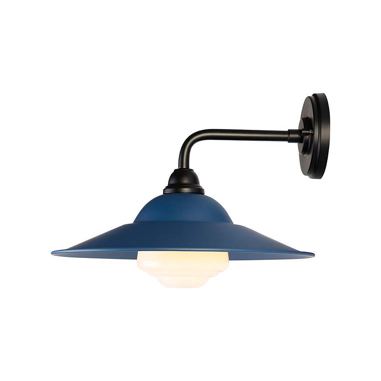 Image 6 Croma LED 15" Wall Sconce - Outdoor in Matte Black with Matte Blue Shade more views