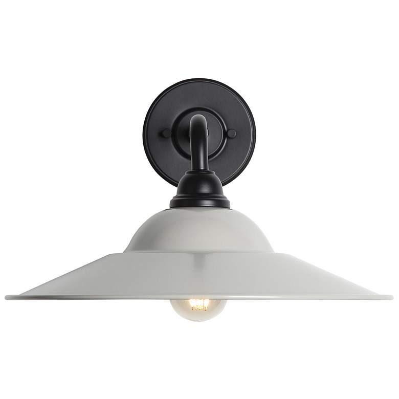 Image 1 Croma LED 15" Wall Sconce - Outdoor in Matte Black with Matte Gray Shade