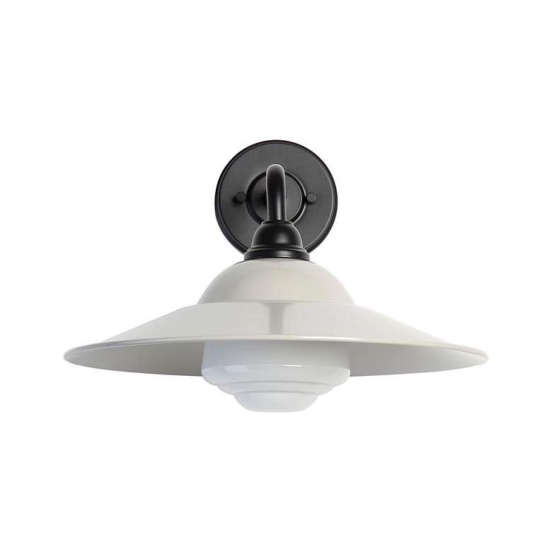 Image 2 Croma LED 15" Wall Sconce - Outdoor in Matte Black with Matte Gray Shade more views