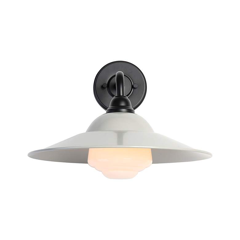 Image 3 Croma LED 15" Wall Sconce - Outdoor in Matte Black with Matte Gray Shade more views