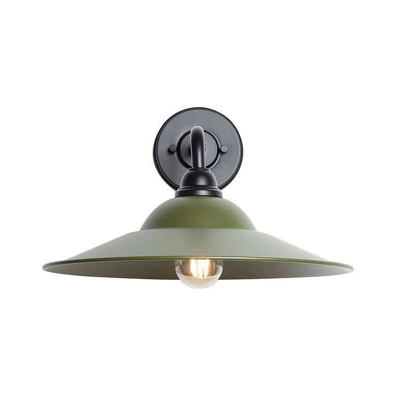 Image 2 Croma LED 15" Wall Sconce - Outdoor in Matte Black with Matte Pine Shade more views