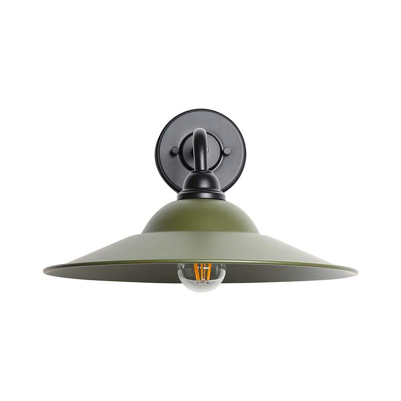 Image 3 Croma LED 15" Wall Sconce - Outdoor in Matte Black with Matte Pine Shade more views