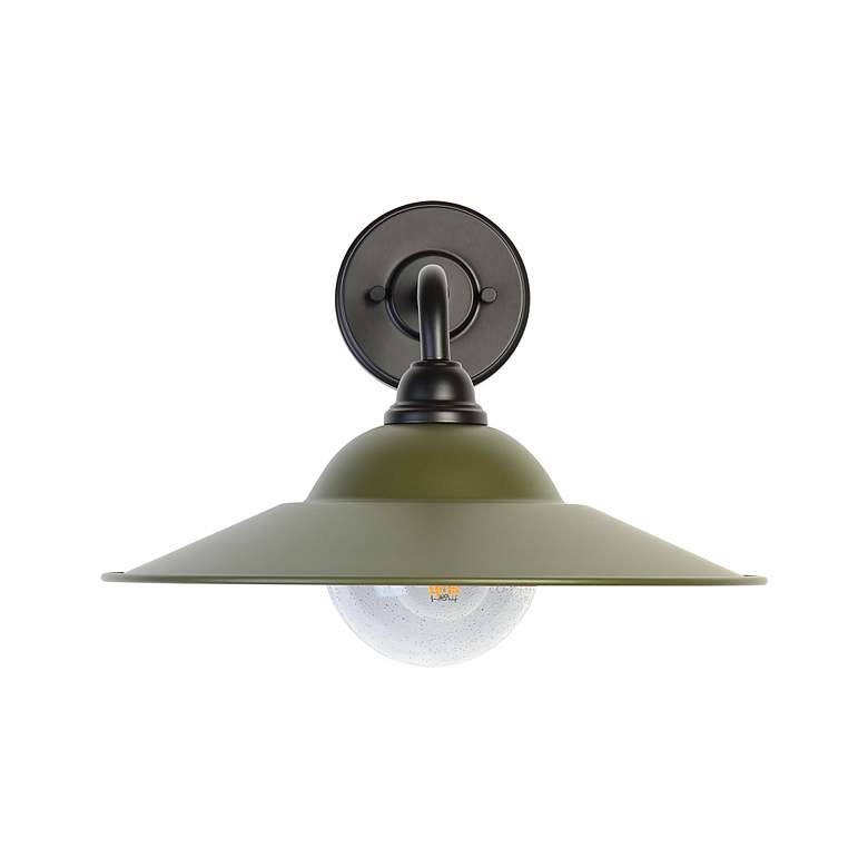 Image 2 Croma LED 15" Wall Sconce - Outdoor in Matte Black with Matte Pine Shade more views