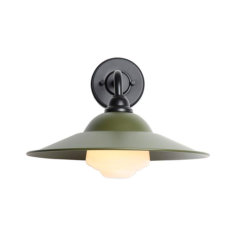 Image 3 Croma LED 15" Wall Sconce - Outdoor in Matte Black with Matte Pine Shade more views