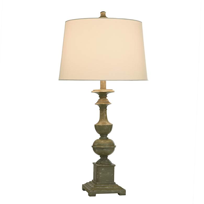 Image 3 Cromwell 31"H Antique Sage Green-Grey Table Lamp w/ White Shade more views