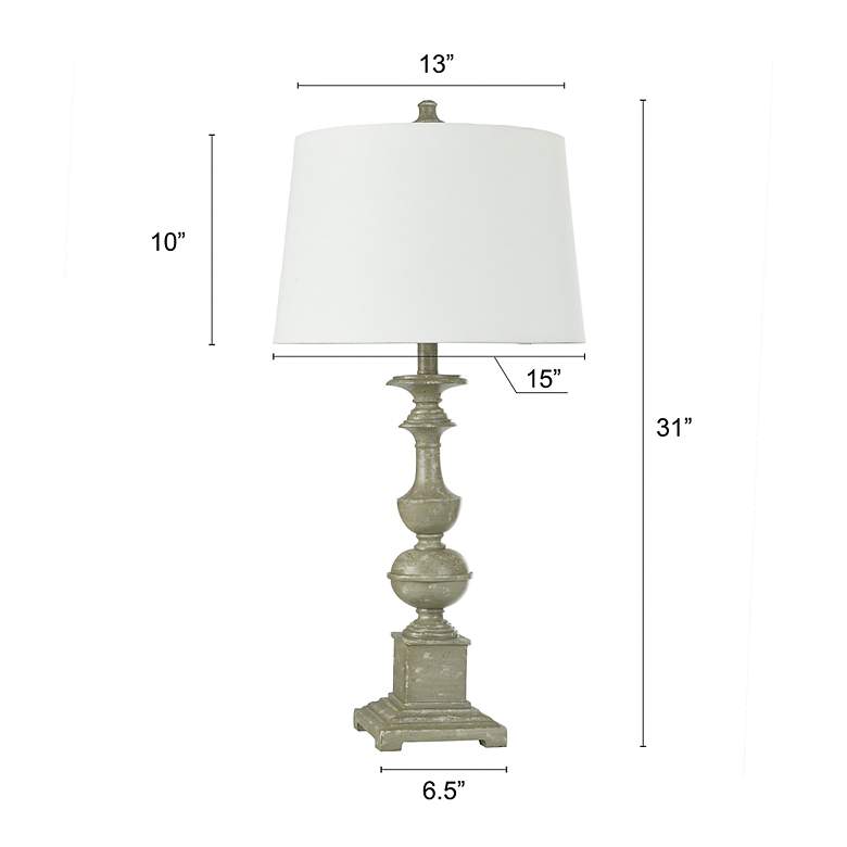 Image 7 Cromwell 31"H Antique Sage Green-Grey Table Lamp w/ White Shade more views