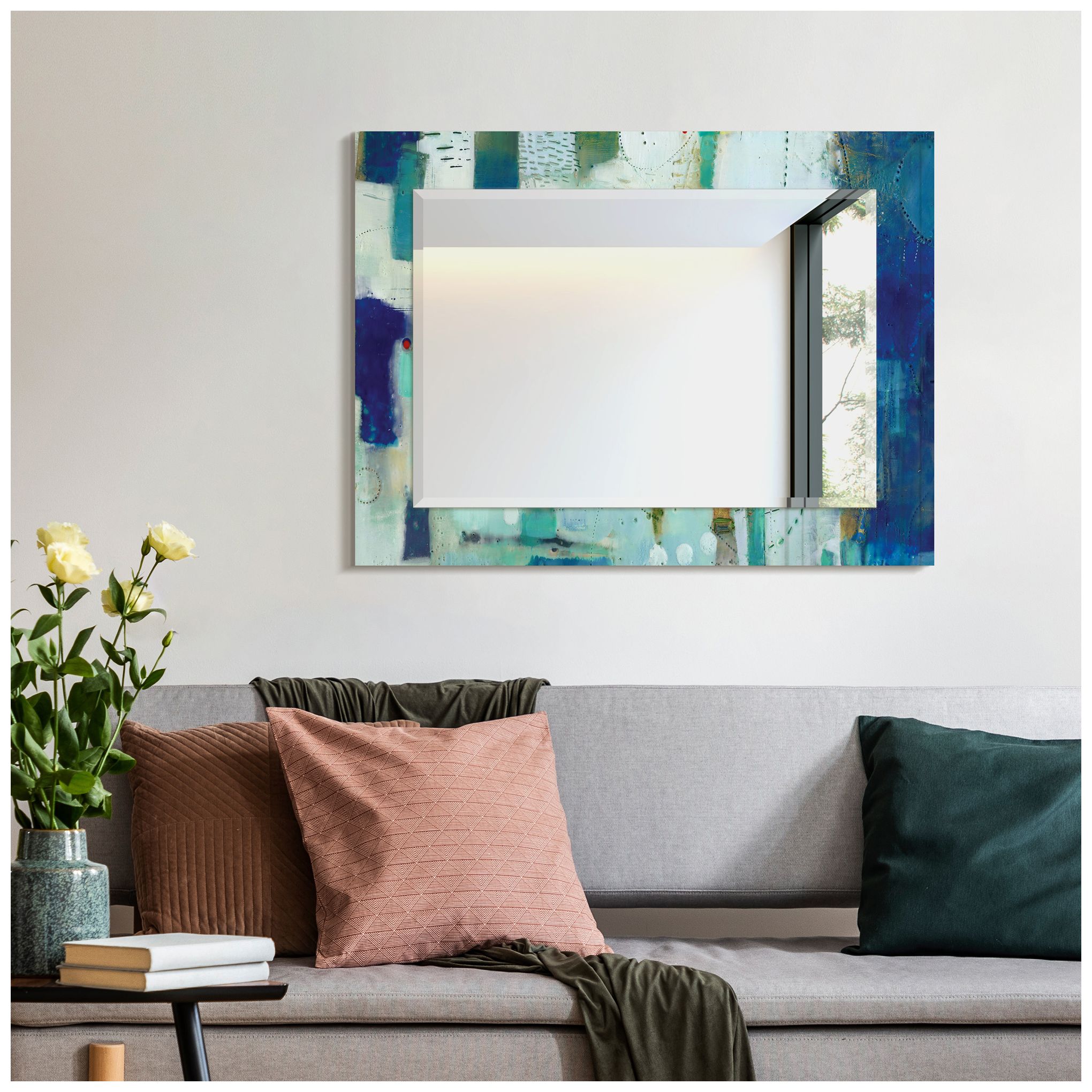 Image 6 Crore IRectangular Beveled Mirror on Printed Tempered Art Glass more views