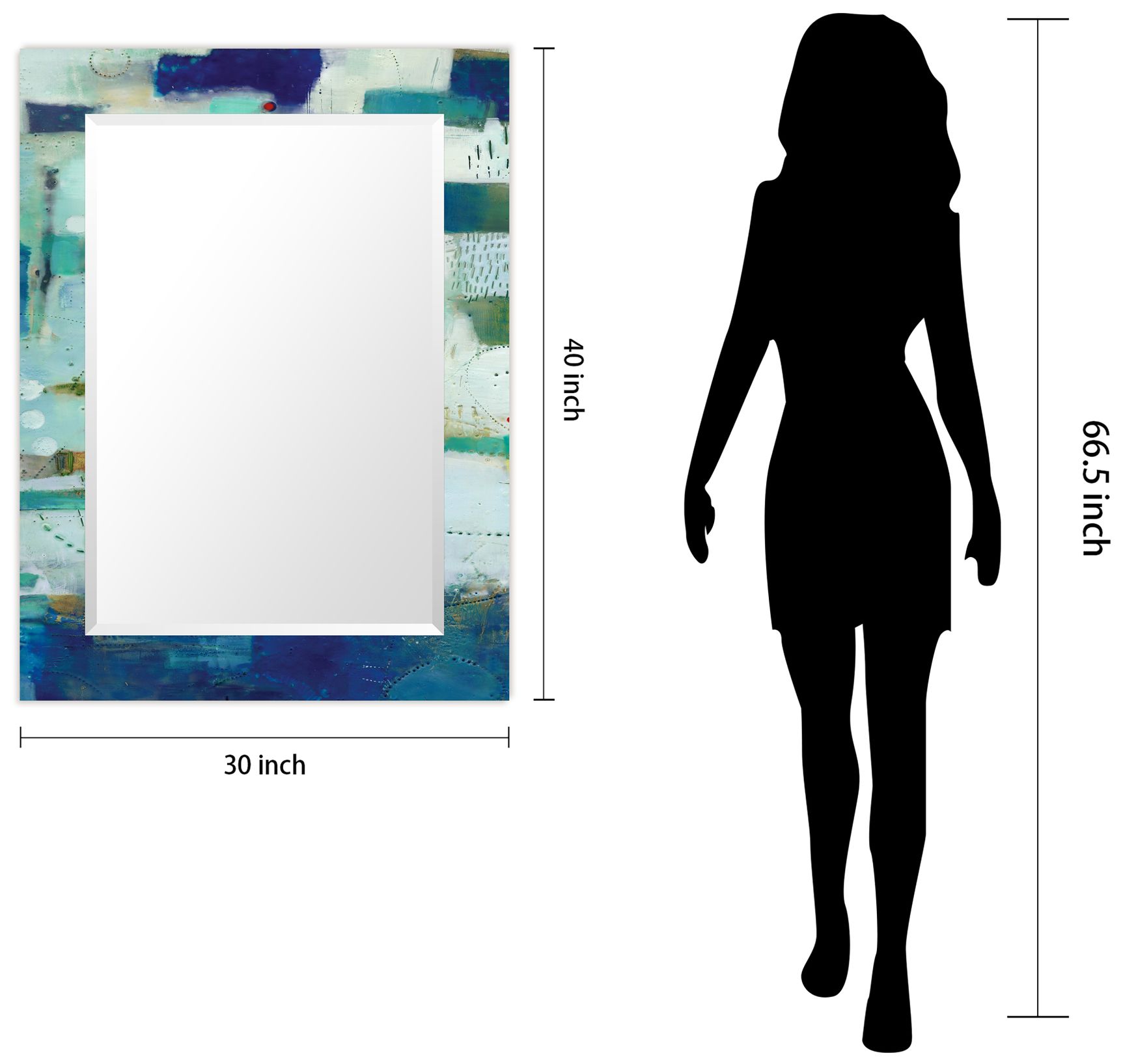 Crore IRectangular Beveled Mirror on Printed Tempered Art Glass