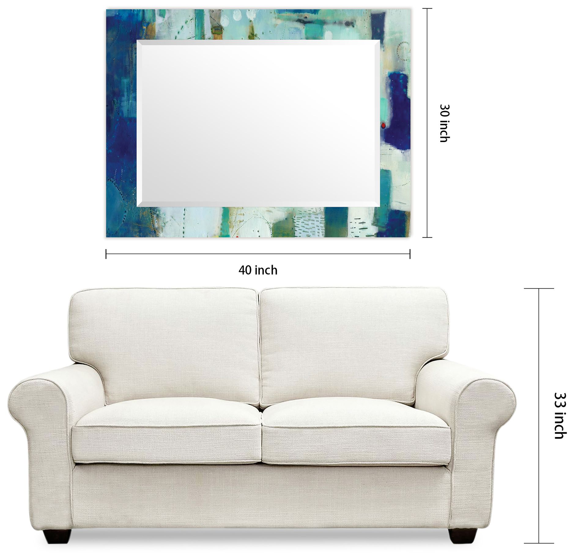 Crore IRectangular Beveled Mirror on Printed Tempered Art Glass