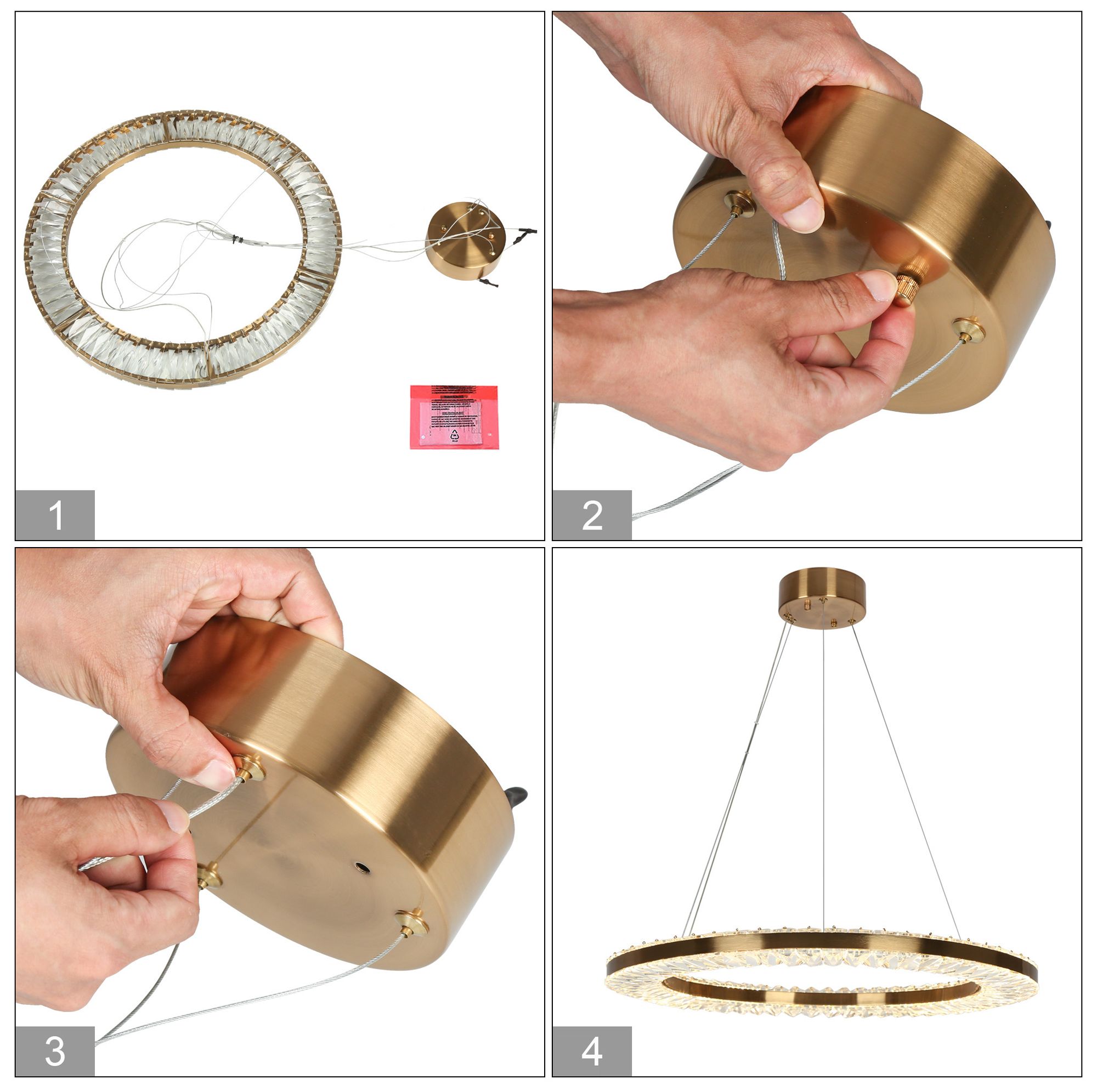 Crorring 1-Light Gold LED Crystal Ring Chandelier - Made to Order