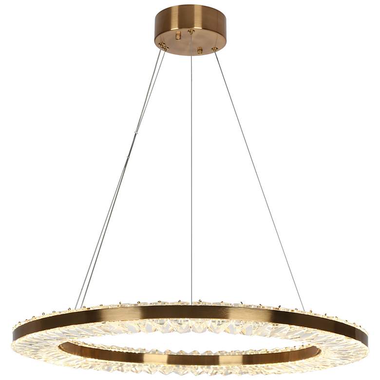 Image 1 Crorring 1-Light Gold LED Crystal Ring Chandelier