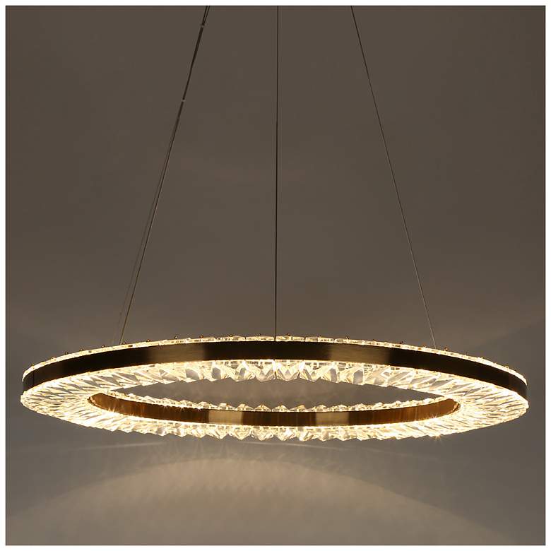 Image 2 Crorring 1-Light Gold LED Crystal Ring Chandelier more views