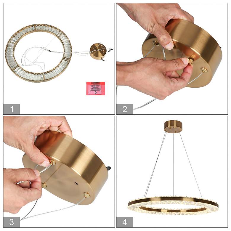 Image 7 Crorring 1-Light Gold LED Crystal Ring Chandelier more views