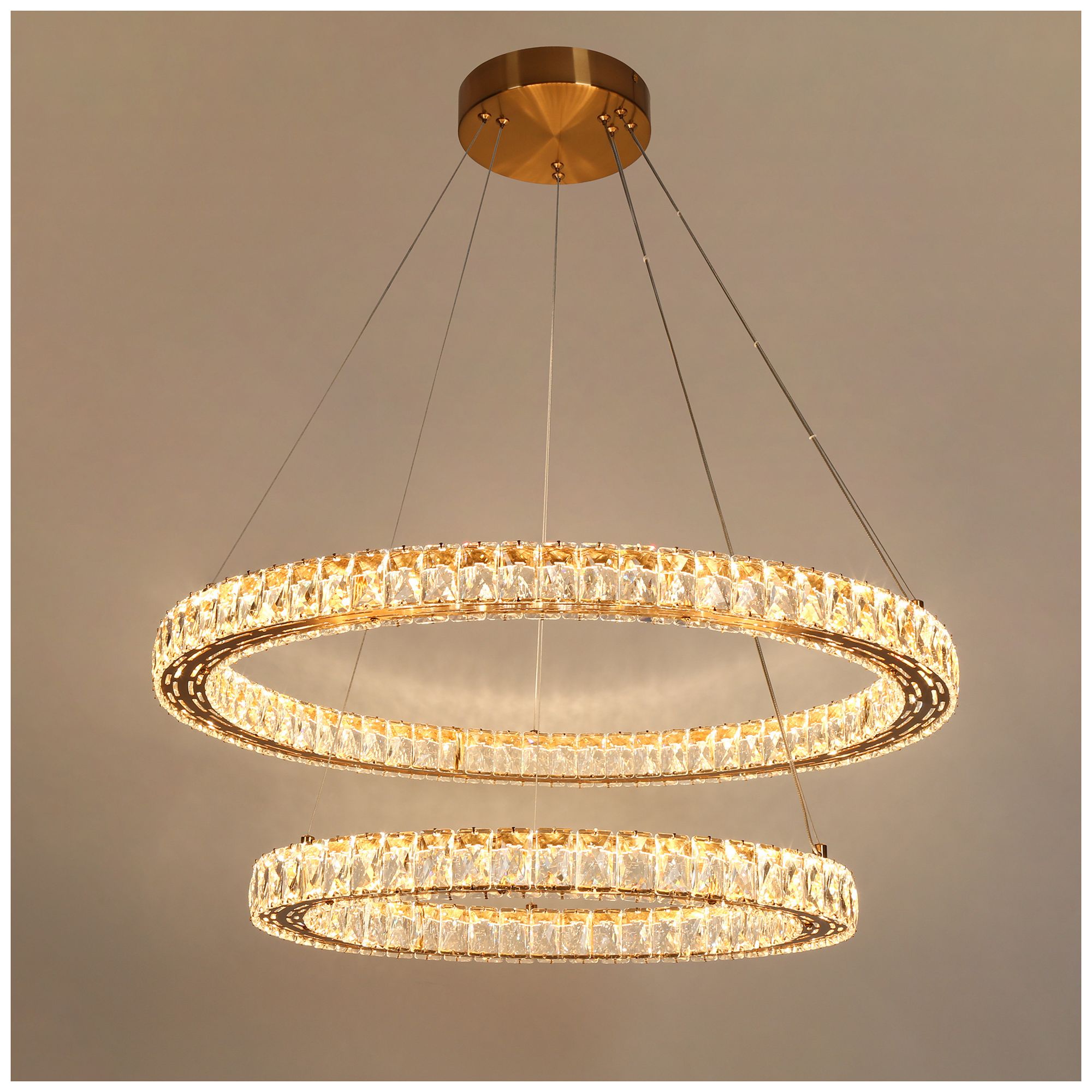 Image 2 Crorring 2-Light LED Gold 2-Tier Ring Chandelier more views