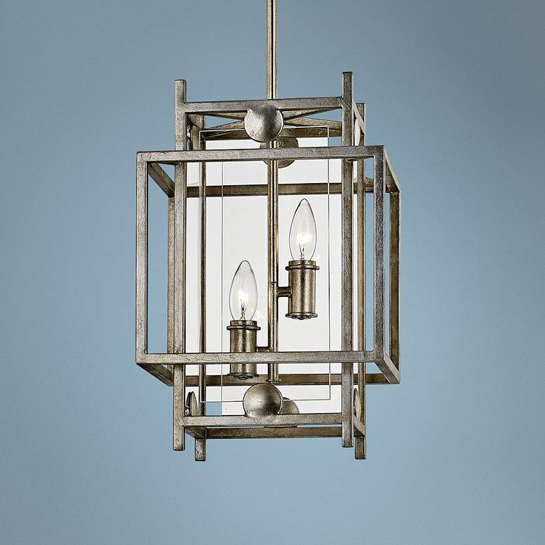 Image 1 Crosby 10 1/2" Wide Antique Silver Leaf Mini Pendant Light