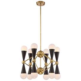 Image1 of Crosby 12-Light 22 Inch Geometric Prism Aged Brass Matte Black Chandelier