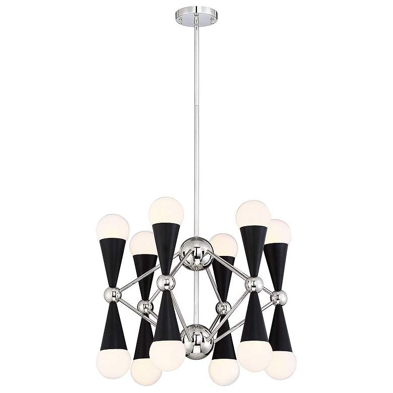 Image 1 Crosby 12-Lt 22 In Geometric Prism Polished Nickel Matte Black Chandelier