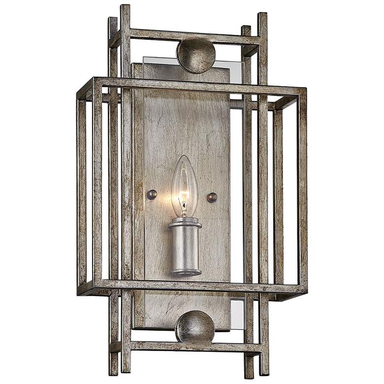 Image 1 Crosby 16 inch High Antique Silver Leaf Geometric Wall Sconce