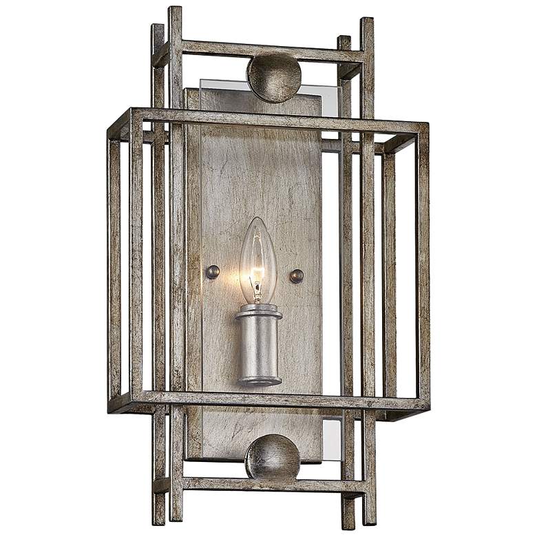 Image 1 Crosby 16" High Antique Silver Leaf Geometric Wall Sconce