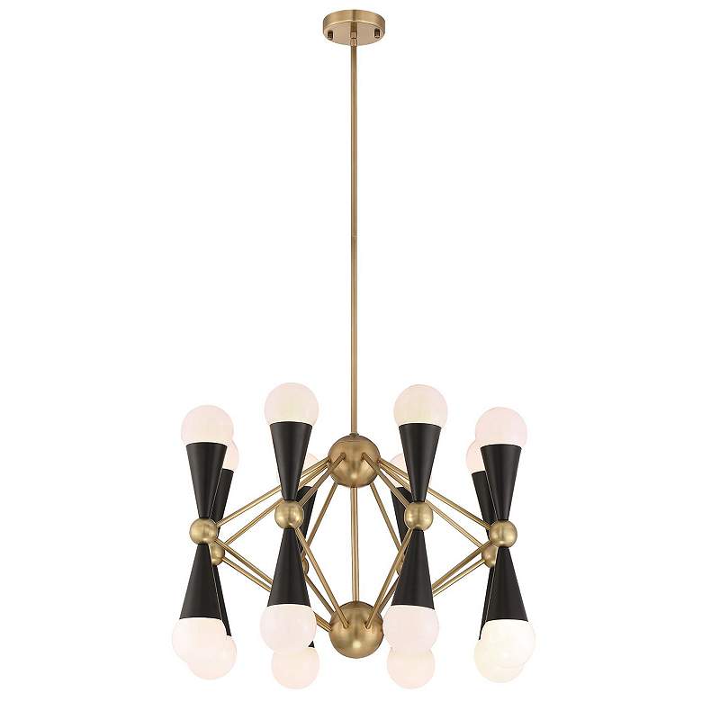 Image 1 Crosby 16-Light 26 Inch Geometric Aged Brass Matte Black Chandelier