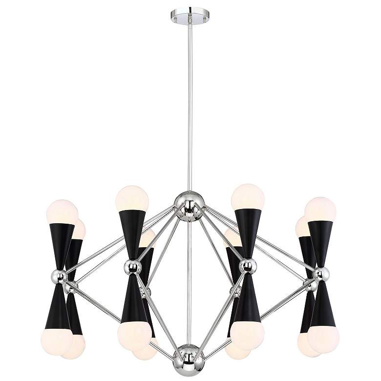 Image 1 Crosby 16-Lt 36 In Geometric Prism Polished Nickel Matte Black Chandelier