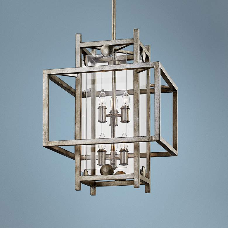 Image 1 Crosby 18" Wide Antique Silver Leaf Pendant Light
