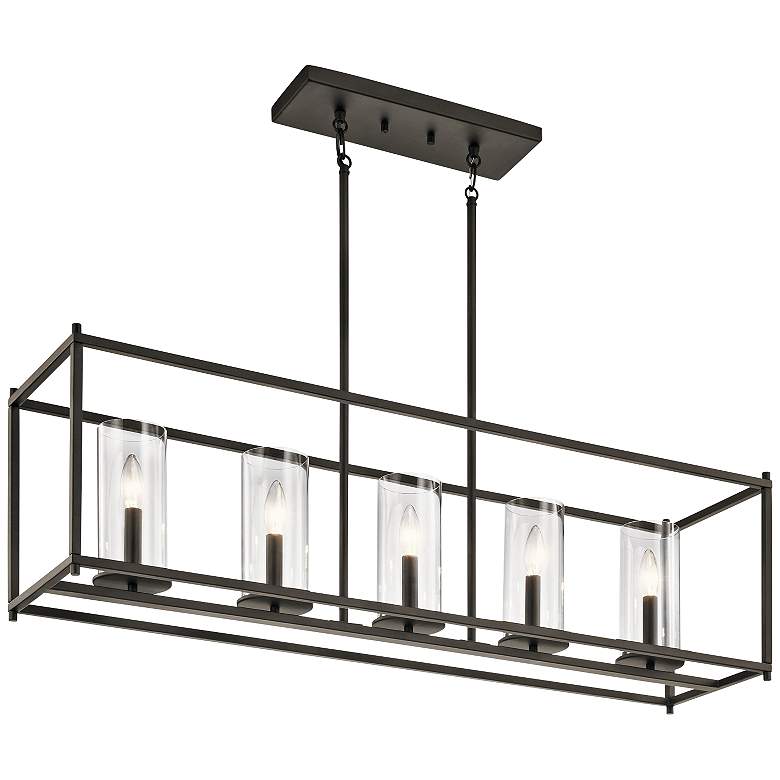 Image 2 Crosby 41 1/4" Wide Oiled Bronze Rectangular Kitchen Island Chandelier