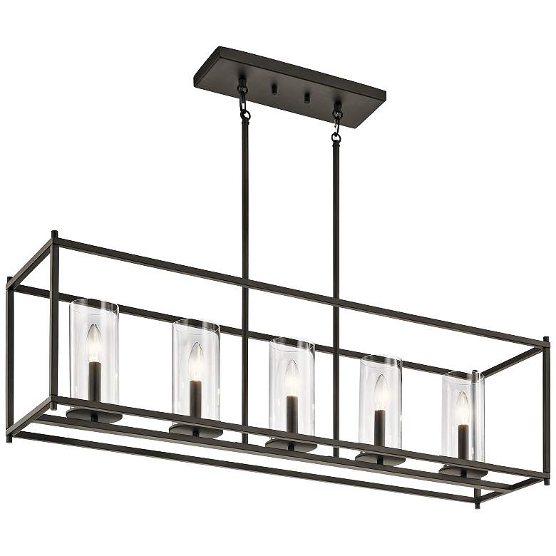 Image 2 Crosby 41 1/4 inch Wide Oiled Bronze Rectangular Kitchen Island Chandelier