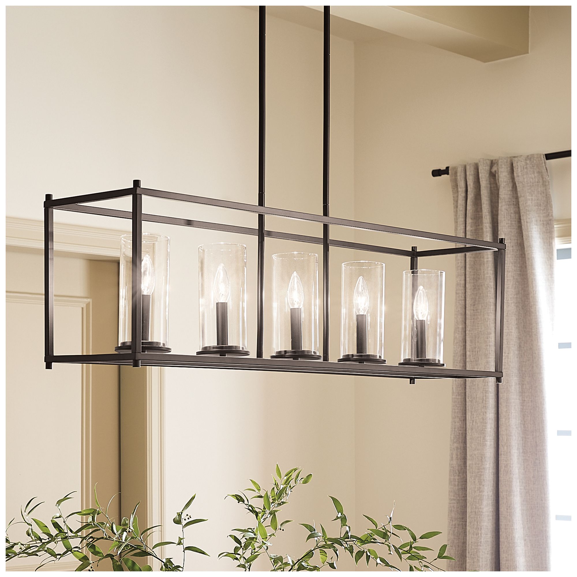Image 4 Crosby 41 1/4" Wide Oiled Bronze Rectangular Kitchen Island Chandelier more views