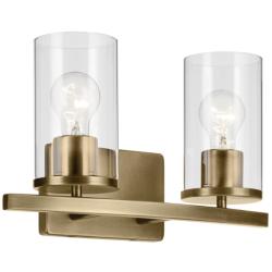 Crosby 8 3/4"H Natural Brass 2-Light Sconce w/ Clear Glass