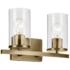 Crosby 8 3/4"H Natural Brass 2-Light Sconce w/ Clear Glass