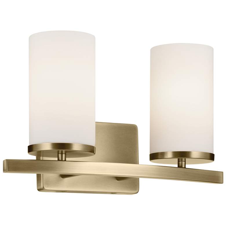 Image 1 Crosby 8 3/4"H Natural Brass 2-Light Sconce w/ Opal Glass