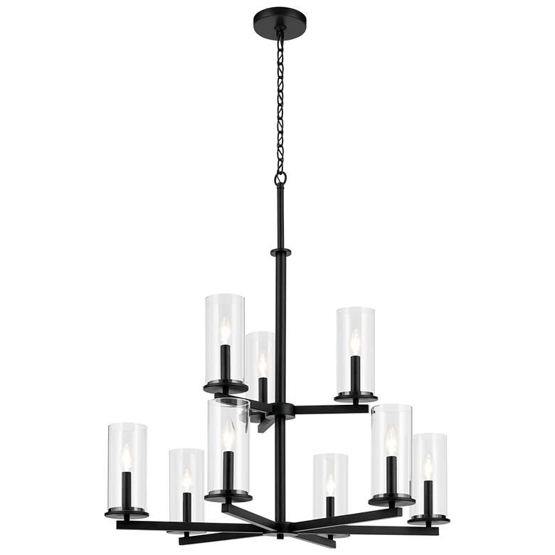 Image 1 Crosby Black Tiered Clear Chandelier 9Lt