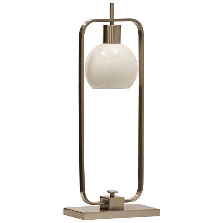 Image 1 Crosby Brushed Nickel Table Lamp with Opal Glass Shade
