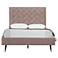 Crosby Modern Full- Size Upholstered Velvet Bedframe and Headboard in Blush