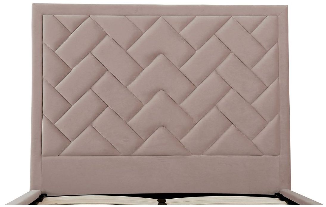Image 5 Crosby Modern Full- Size Upholstered Velvet Bedframe and Headboard in Blush more views