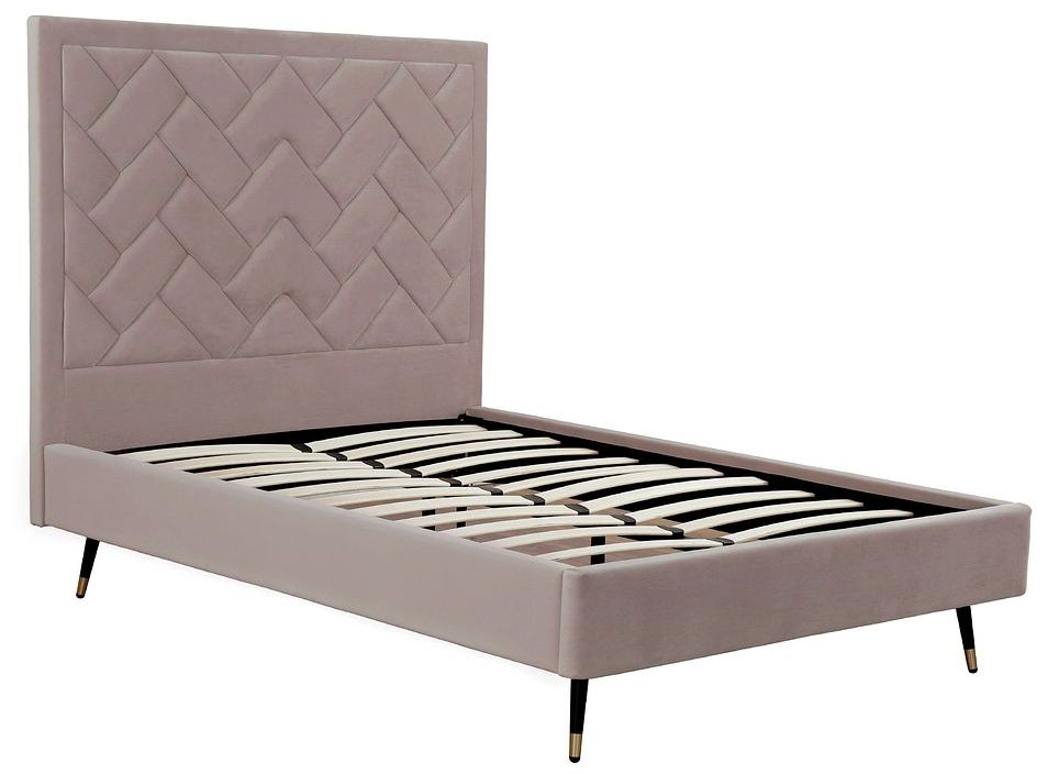 Crosby Modern Full- Size Upholstered Velvet Bedframe and Headboard in Blush