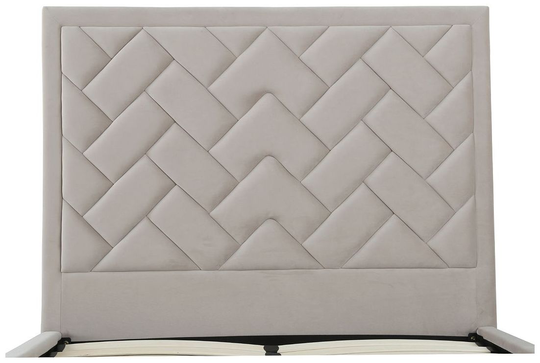 Image 5 Crosby Modern Full- Size Upholstered Velvet Bedframe & Headboard in Gre more views