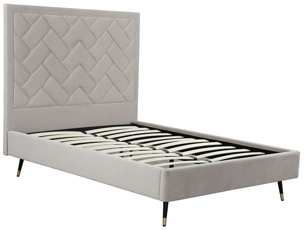 Crosby Modern Full- Size Upholstered Velvet Bedframe & Headboard in Gre