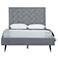 Crosby Modern Full- Size Upholstered Velvet Bedframe and Headboard in Grey