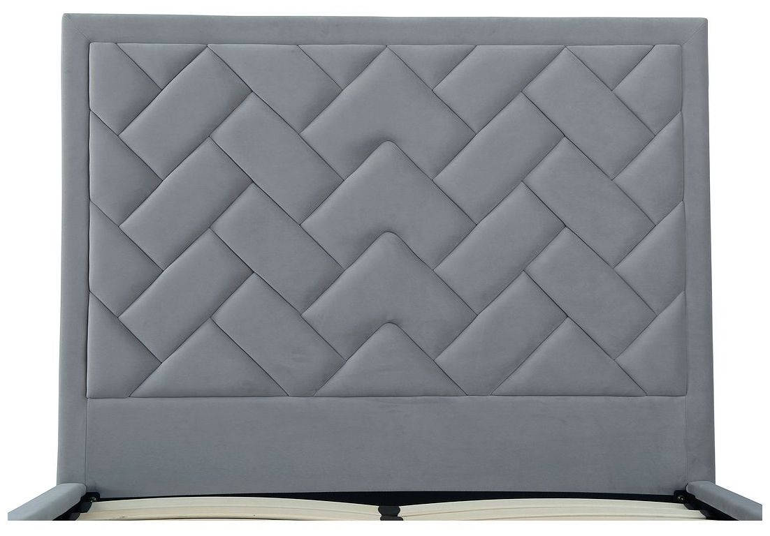 Image 5 Crosby Modern Full- Size Upholstered Velvet Bedframe and Headboard in Grey more views