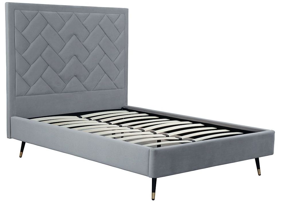 Crosby Modern Full- Size Upholstered Velvet Bedframe and Headboard in Grey