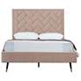 Crosby Modern Full- Size Upholstered Velvet Bedframe and Headboard in Nude