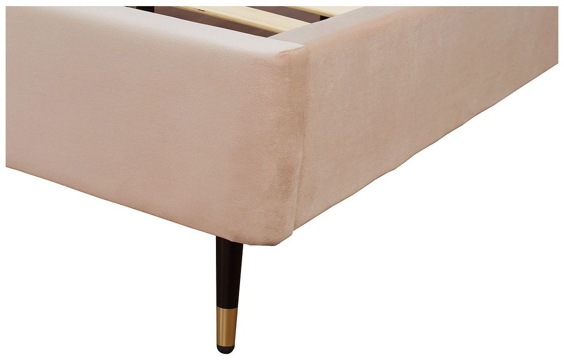 Image 6 Crosby Modern Full- Size Upholstered Velvet Bedframe and Headboard in Nude more views