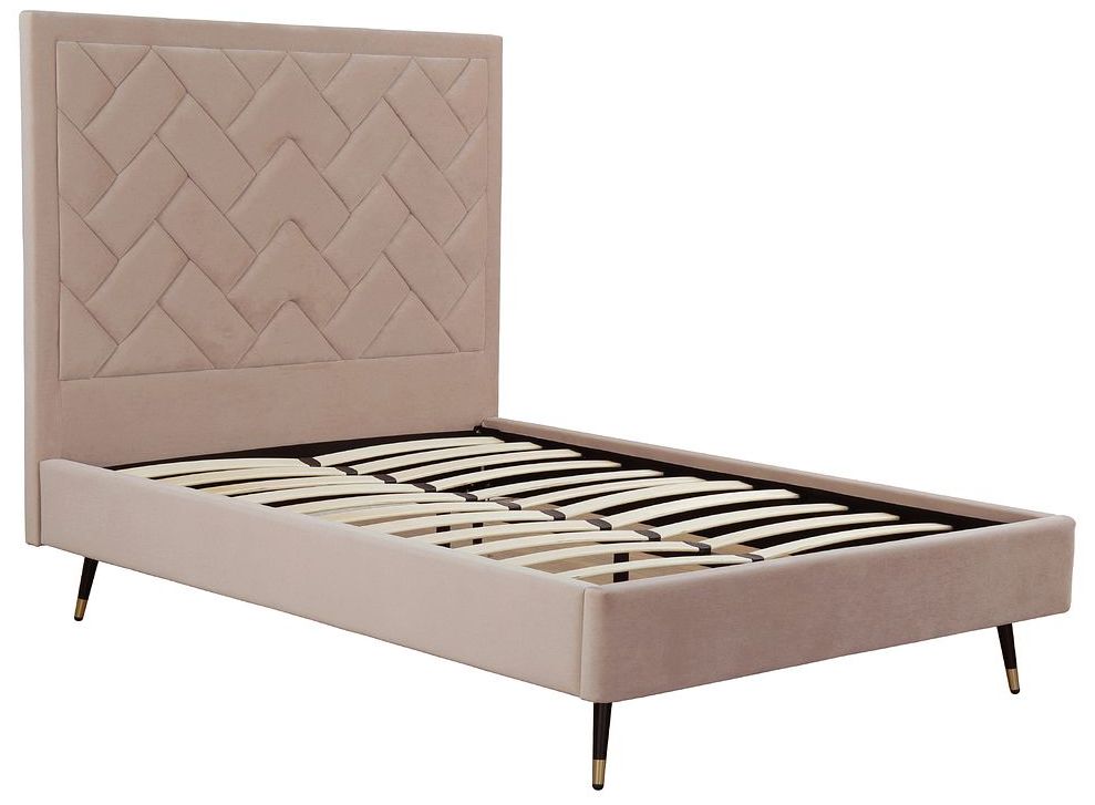 Crosby Modern Full- Size Upholstered Velvet Bedframe and Headboard in Nude