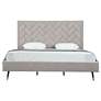 Crosby Modern King-Size Upholstered Velvet Bedframe and Headboard in Greige