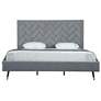 Crosby Modern King-Size Upholstered Velvet Bedframe and Headboard in Grey