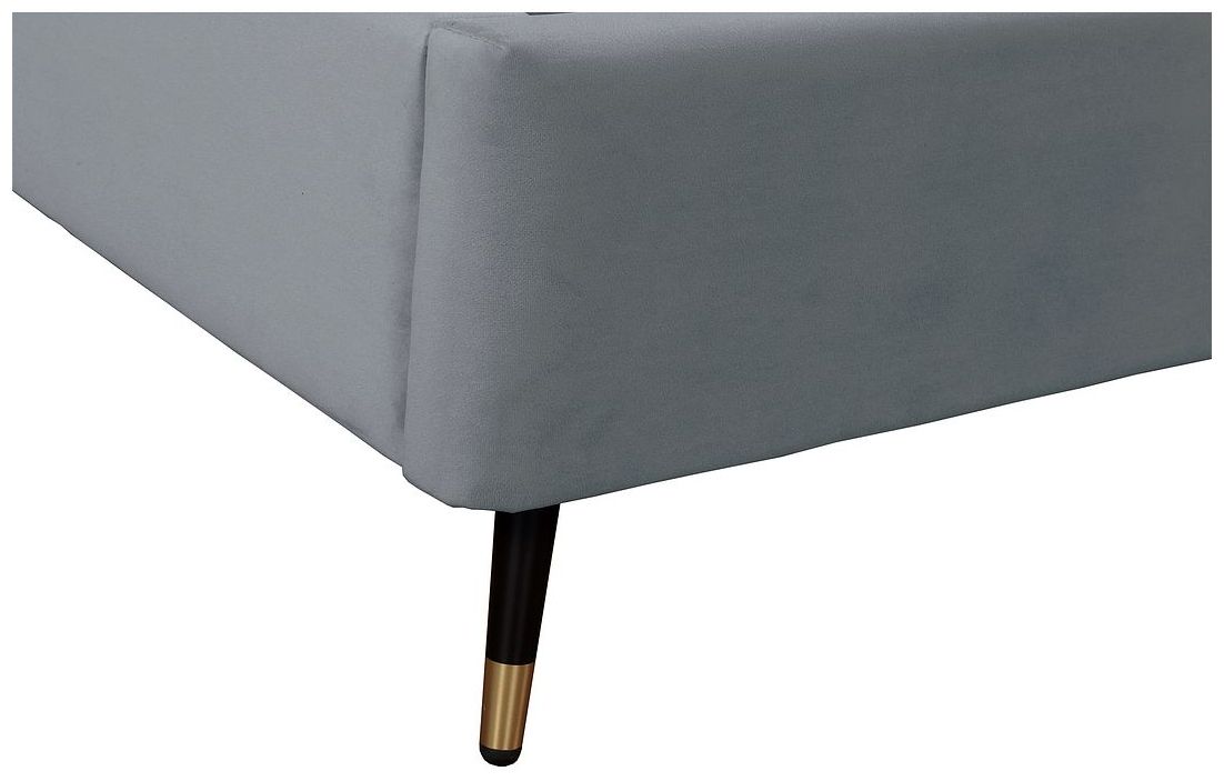 Image 6 Crosby Modern King-Size Upholstered Velvet Bedframe and Headboard in Grey more views