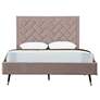 Crosby Modern Queen-Size Upholstered Velvet Bedframe and Headboard in Blush