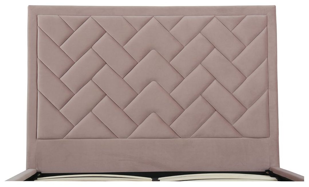 Image 5 Crosby Modern Queen-Size Upholstered Velvet Bedframe and Headboard in Blush more views